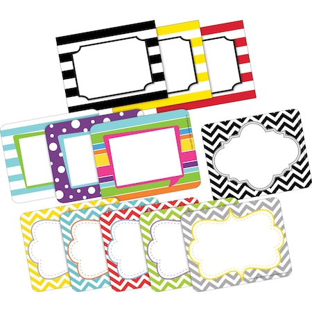 Barker Creek Chevron & Stripes Name Tags/Self-Adhesive Labels, Multi-Design Set, 180/Set, PK180 3784